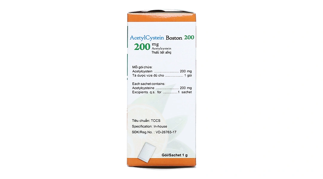 Thuốc bột Acetylcystein Boston 200 trị rối loạn tiết dịch phế quản (30 gói x 1g) - 4