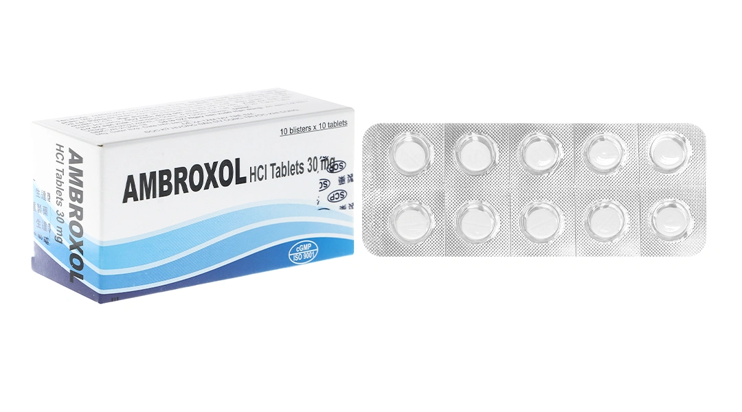 Ambroxol HCl Tablets 30mg long đờm, tiêu nhầy, trị bệnh đường hô hấp (10 vỉ x 10 viên) - 