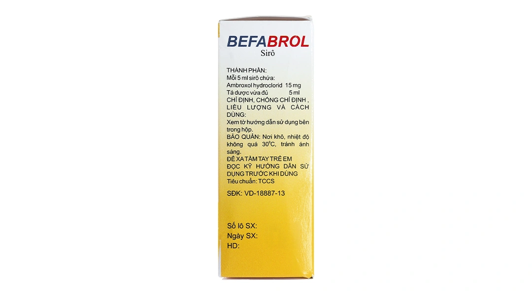 Siro Befabrol 15mg/5ml tan đàm trong bệnh lý hô hấp (20 gói x 5ml) - 2
