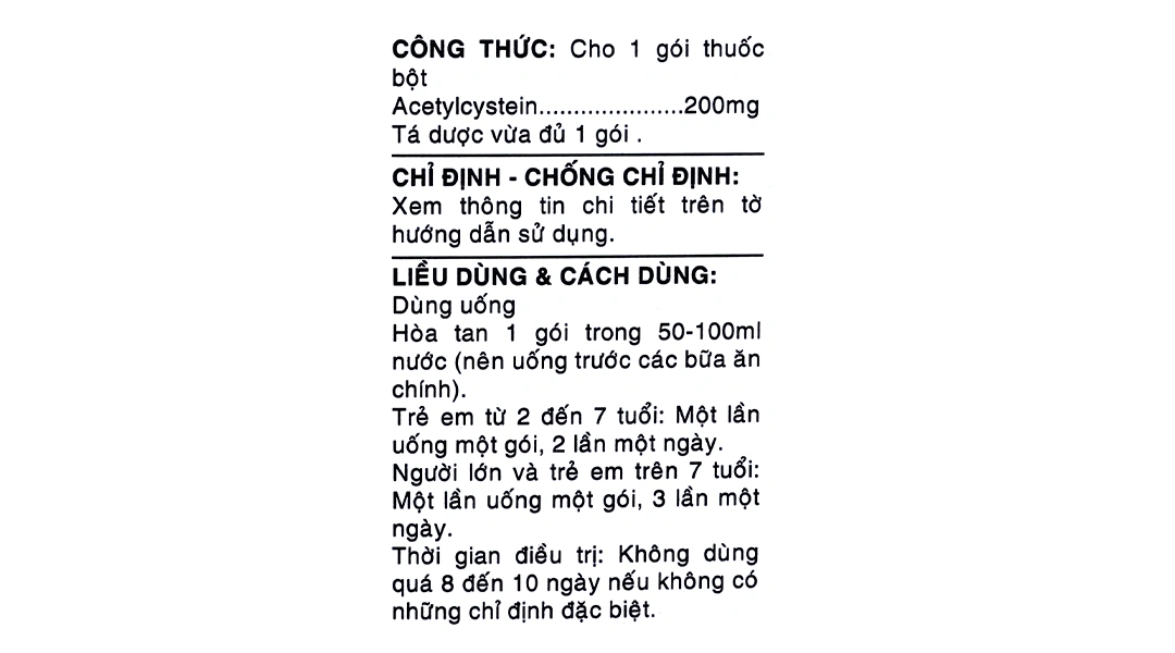 Thuốc bột Acitys 200mg trị rối loạn tiết dịch hô hấp hộp 30 gói - 3
