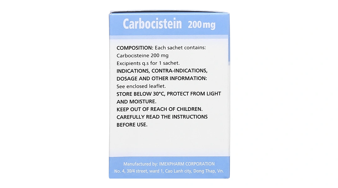 Cốm pha hỗn dịch uống Carbocistein Imexpharm 200mg giúp tan đàm (30 gói x 1 g) - 3