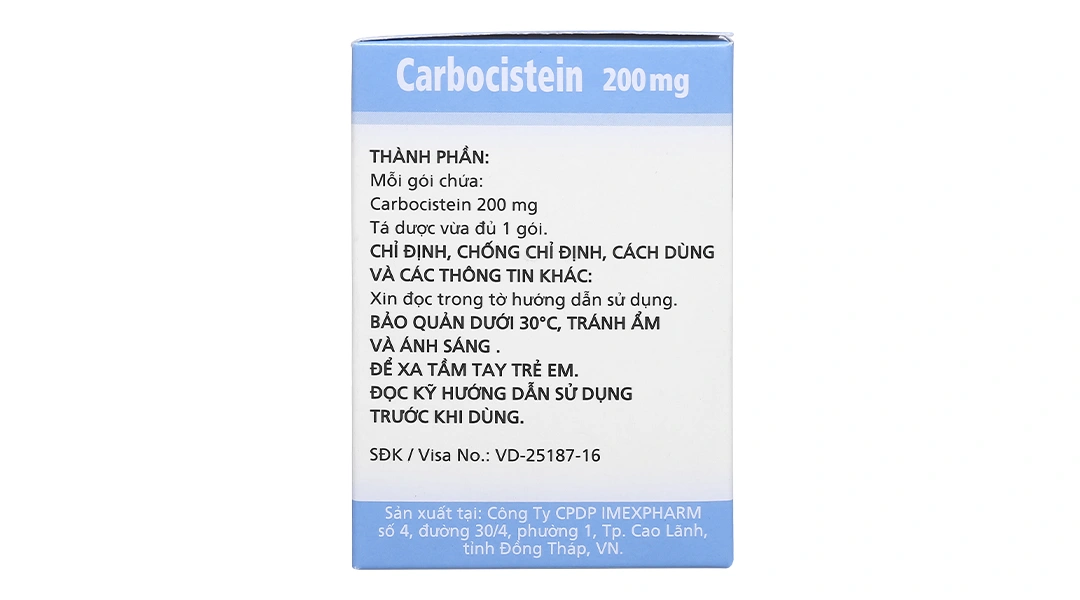 Cốm pha hỗn dịch uống Carbocistein Imexpharm 200mg giúp tan đàm (30 gói x 1 g) - 4