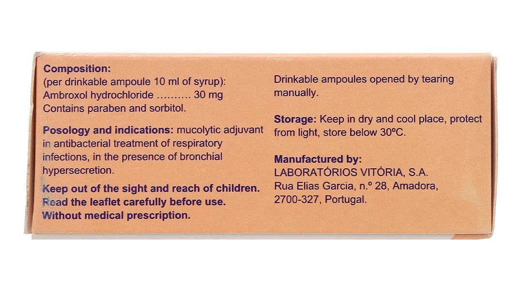 Siro Drenoxol 30mg/10ml trị rối loạn tiết dịch hô hấp (20 ống x 10ml) - 3