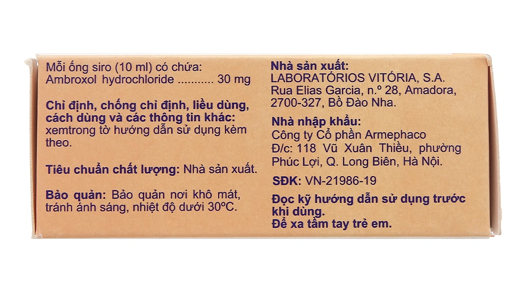 Siro Drenoxol 30mg/10ml trị rối loạn tiết dịch hô hấp (20 ống x 10ml) - 4