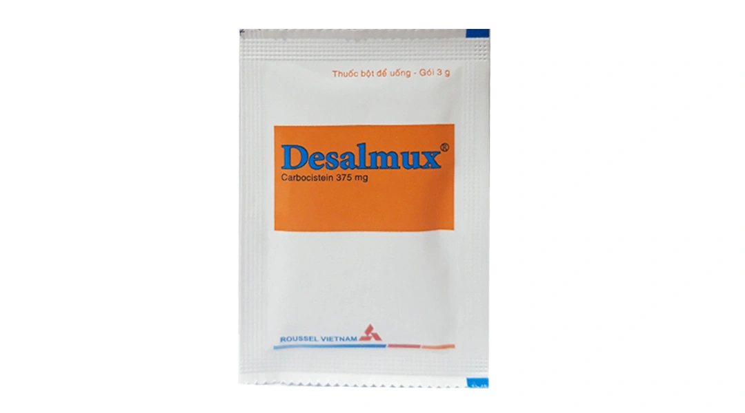 Thuốc bột Desalmux 375mg trị rối loạn tiết dịch hô hấp (12 gói x 3g) - 1