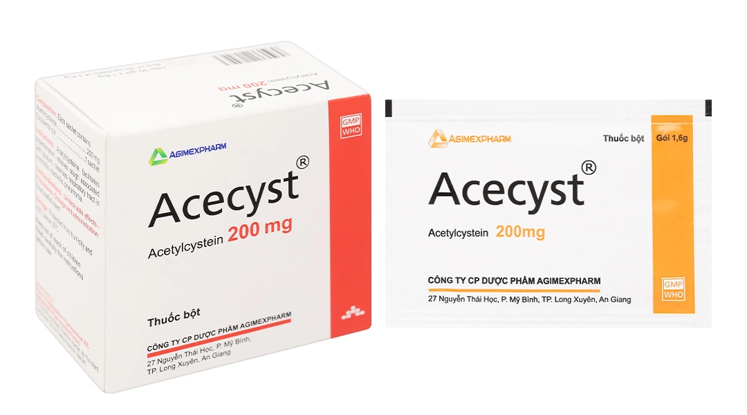 Thuốc bột Acecyst 200mg long đàm, dịu ho trong bệnh lý viêm hô hấp (30 gói x 1.6g) - 