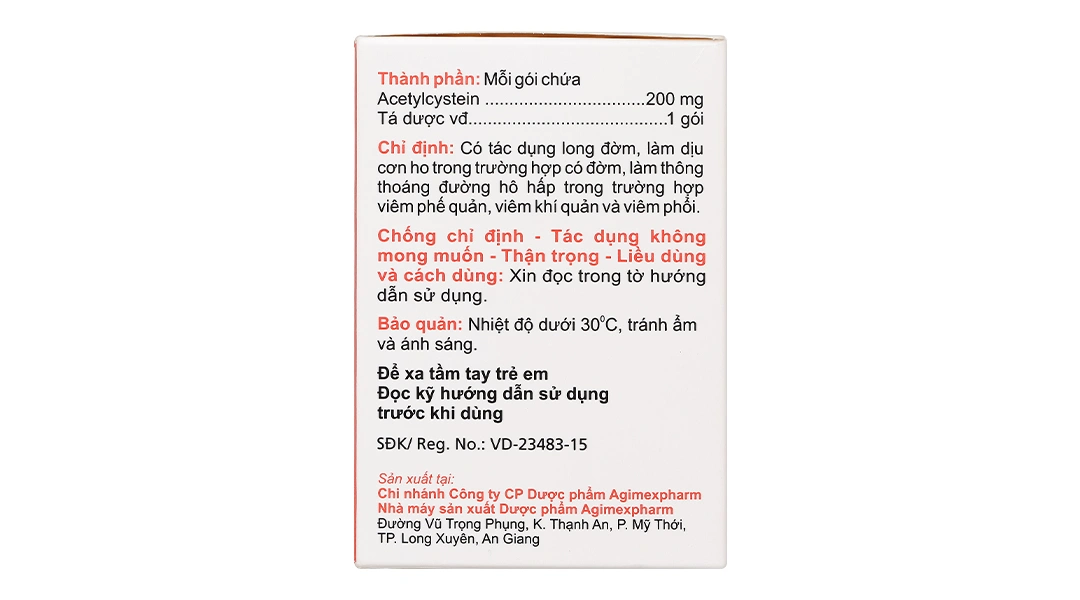 Thuốc bột Acecyst 200mg long đàm, dịu ho trong bệnh lý viêm hô hấp (30 gói x 1.6g) - 2