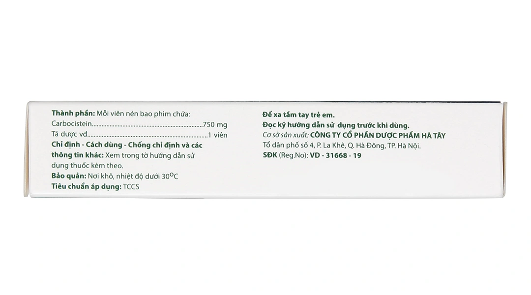 Ausmuco 750V trị hỗ trợ trong bệnh lý hô hấp có tăng tiết nhầy (2 vỉ x 10 viên) - 3