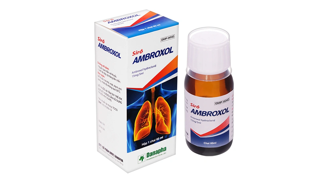 Sirô Ambroxol Danapha 15mg/5ml hỗ trợ trị các rối loạn bài tiết ở phế quản chai 60ml - 