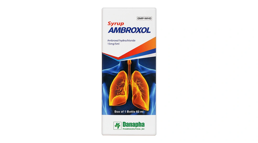 Sirô Ambroxol Danapha 15mg/5ml hỗ trợ trị các rối loạn bài tiết ở phế quản chai 60ml - 1