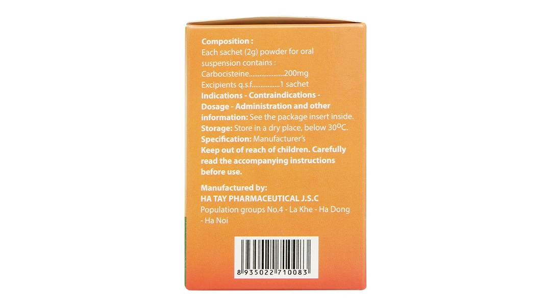 Bột pha hỗn dịch uống Ausmuco 200mg loãng đờm, tiêu chất nhày (20 gói x 2g) - 3