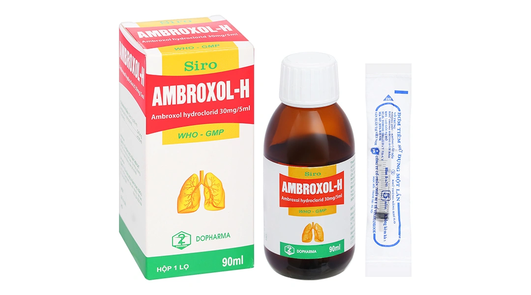 Siro Ambroxol-H 30mg/5ml trị bệnh hô hấp có kèm tăng tiết dịch phế quản chai 90ml - 