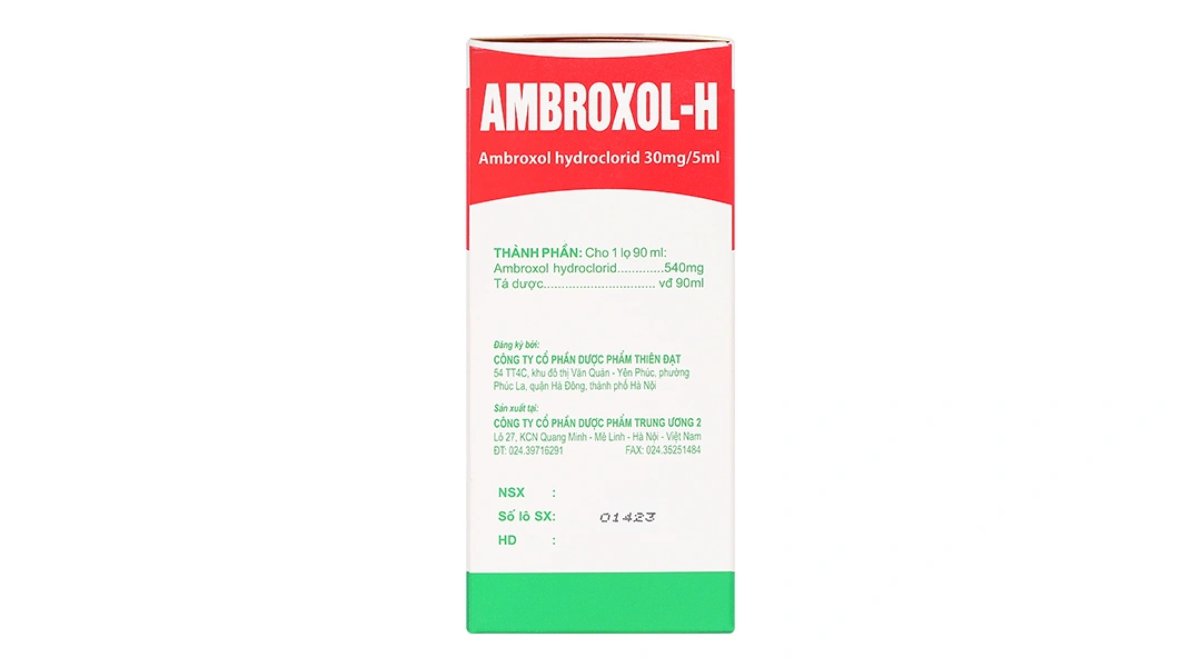 Siro Ambroxol-H 30mg/5ml trị bệnh hô hấp có kèm tăng tiết dịch phế quản chai 90ml - 3