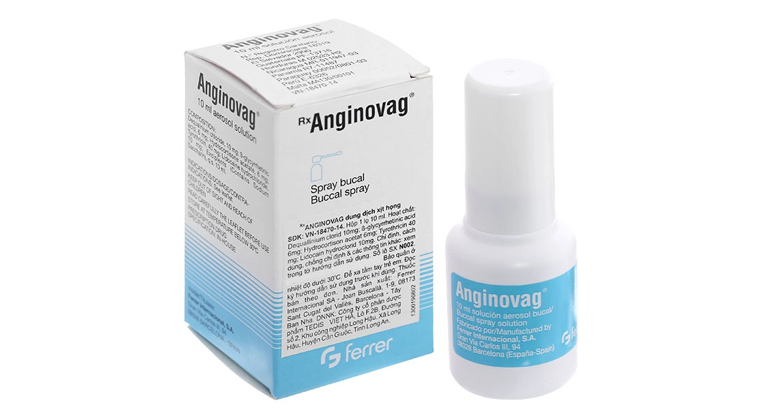 Dung dịch xịt họng Anginovag hỗ trợ điều trị viêm hầu họng, viêm amidan chai 10ml - 