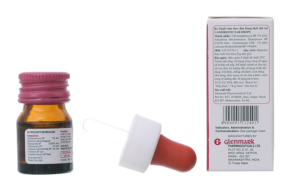 Dung dịch nhỏ tai Candibiotic trị nhiễm khuẩn tai chai 5ml - 1