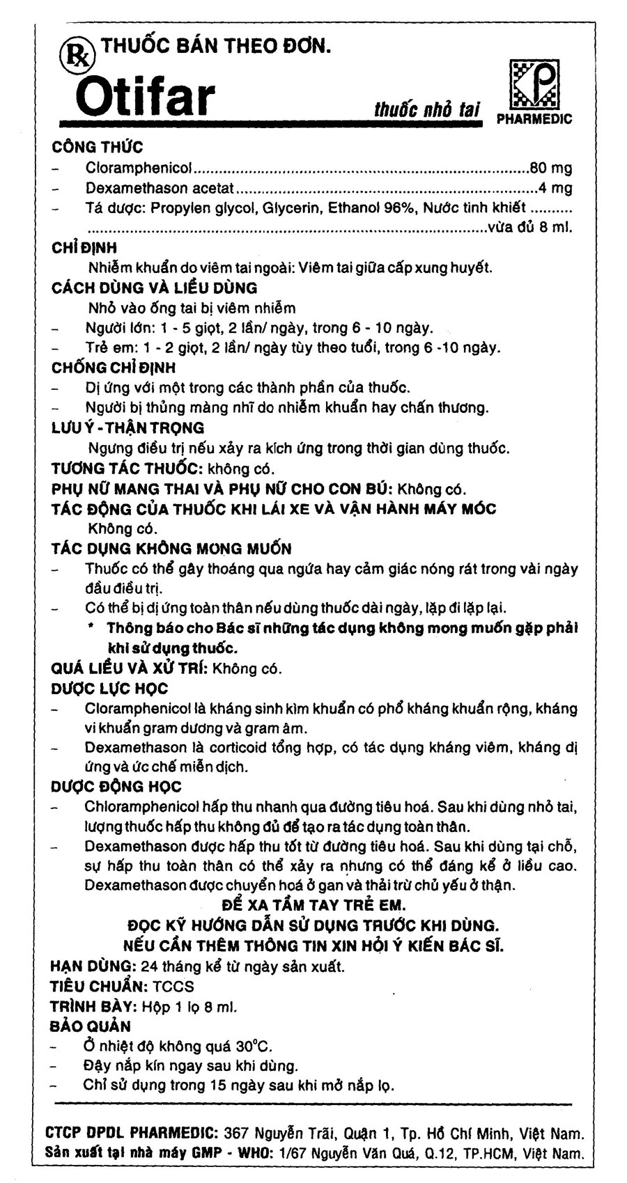 Thuốc nhỏ tai Otifar trị nhiễm khuẩn tai lọ 8ml - 6