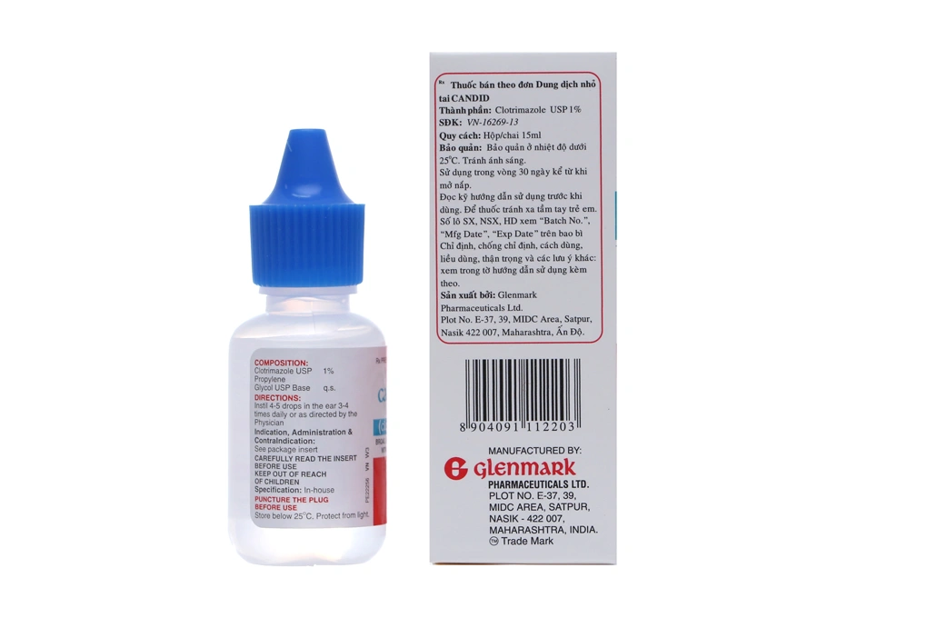 Dung dịch nhỏ tai Candid 1% trị nấm tai chai 15ml - 3