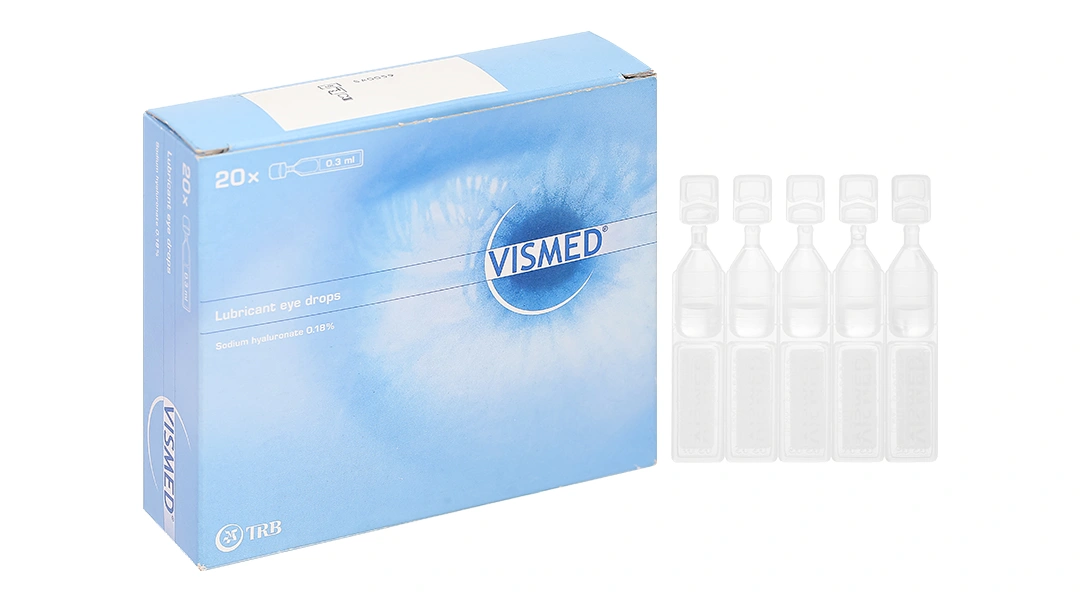 Dung dịch nhỏ mắt Vismed 0.18% bôi trơn mắt, giảm khô mắt (20 ống x 0.3ml) - 1