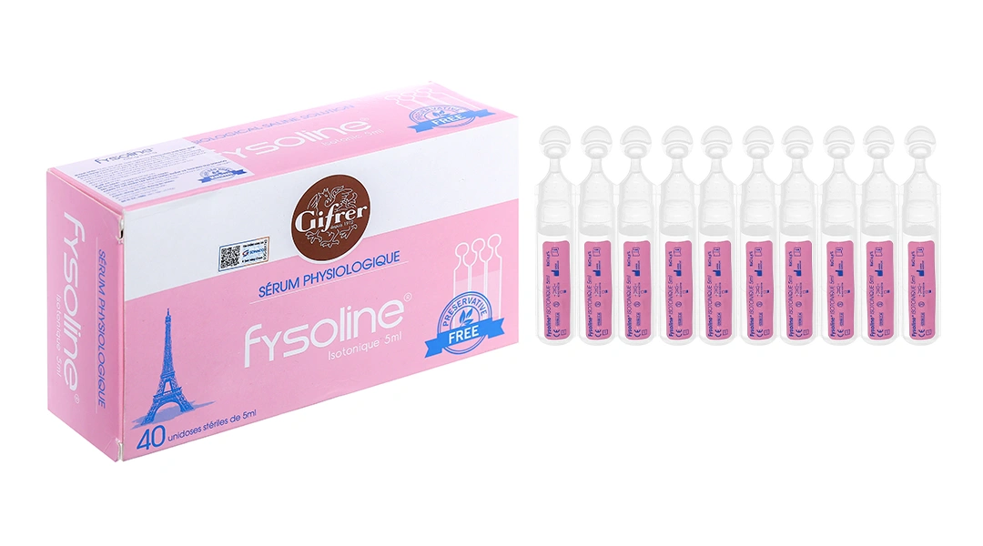 Nước muối sinh lý Fysoline đẳng trương làm sạch mắt, mũi (40 ống x 5ml) - 