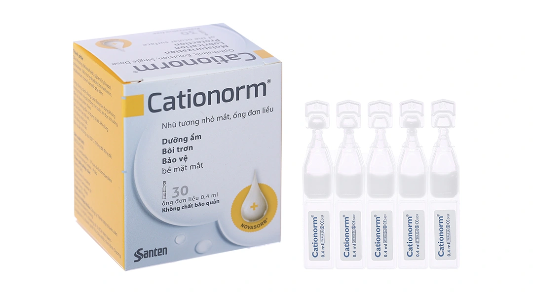 Nhũ tương nhỏ mắt Cationorm dưỡng ẩm, bôi trơn mắt (30 ống x 0.4ml) - 