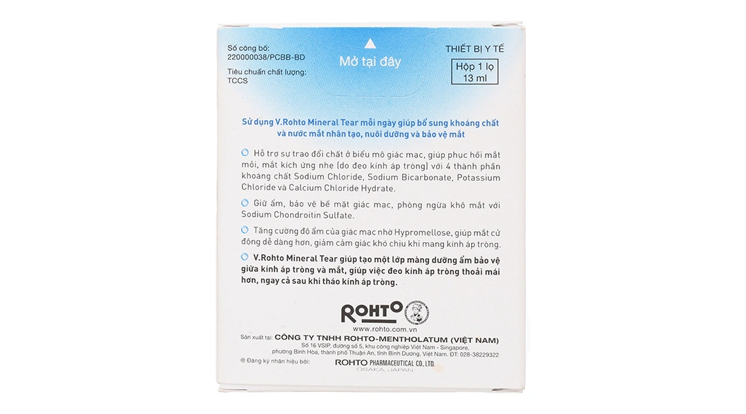 Dung dịch nhỏ mắt V.Rohto Mineral Tear giữ ẩm và bổ sung khoáng chất chai 13ml - 1
