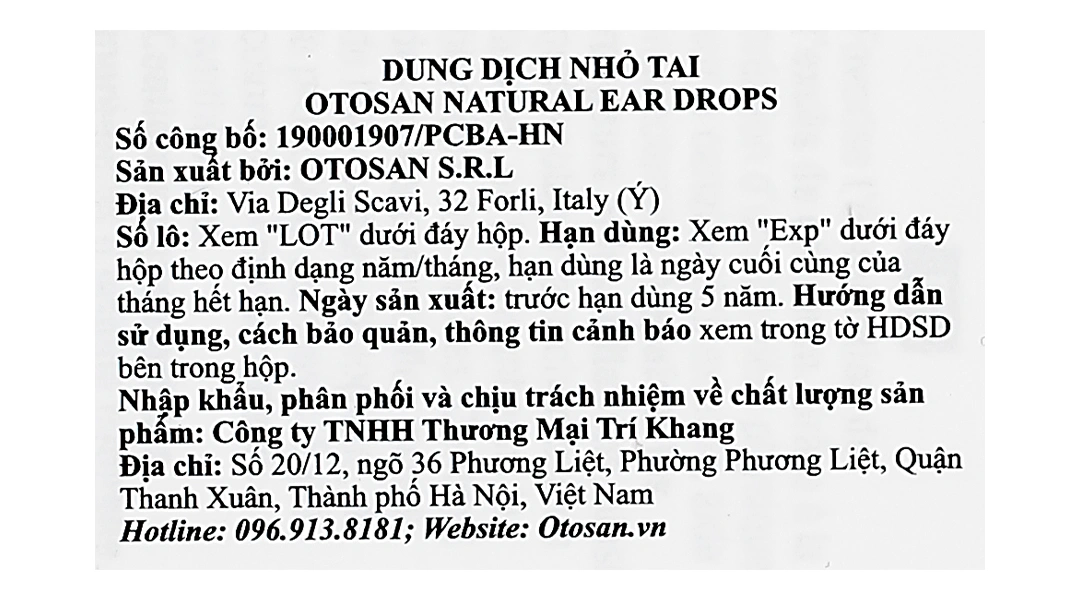 Dung dịch nhỏ tai Otosan giúp kháng khuẩn, chống viêm nhiễm trùng tai chai 10ml - 6