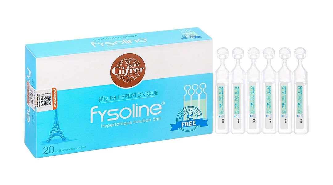 Nước muối sinh lý Fysoline Hypertonic solution giảm ngạt mũi, khô mũi (20 ống x 5ml) - 