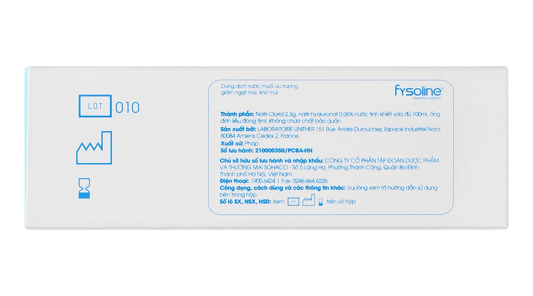 Nước muối sinh lý Fysoline Hypertonic solution giảm ngạt mũi, khô mũi (20 ống x 5ml) - 2