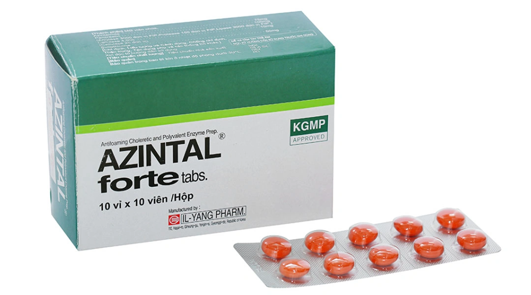 Azintal Forte Tabs trị đầy hơi, khó tiêu (10 vỉ x 10 viên) - 