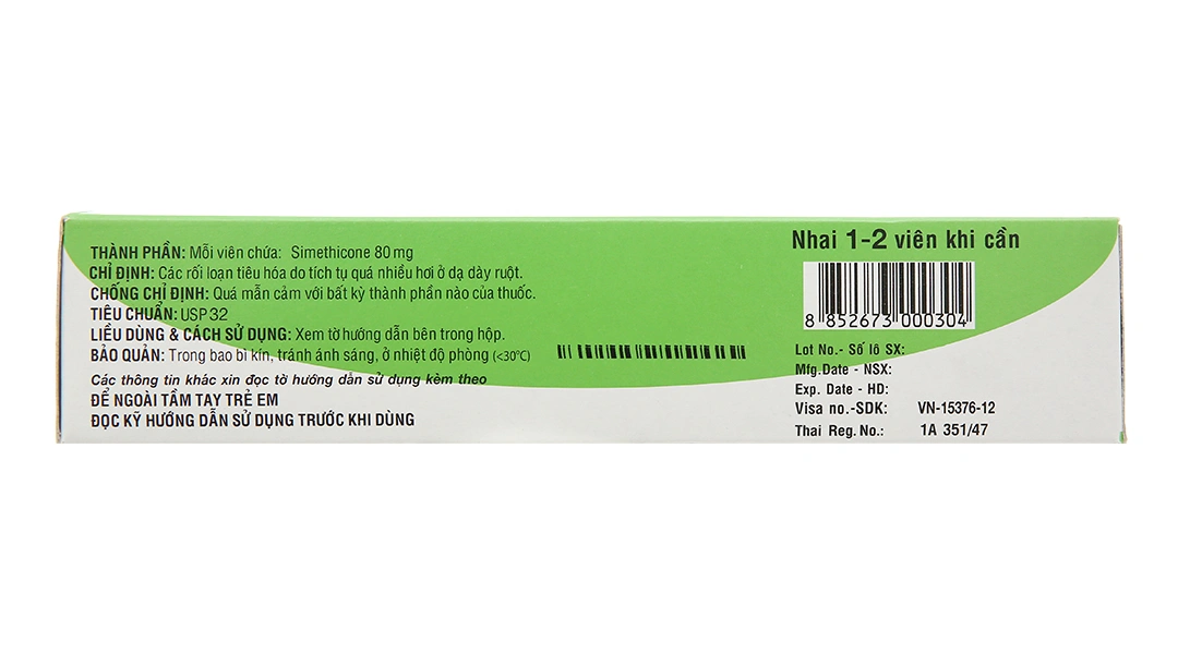 Viên nhai Air-X 80mg chống đầy hơi và chướng bụng (10 vỉ x 10 viên) - 3