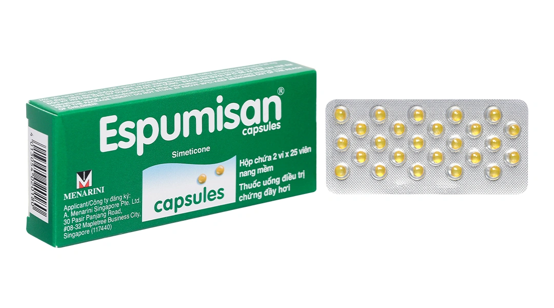 Espumisan 40mg trị đầy hơi, chướng bụng (2 vỉ x 25 viên) - 