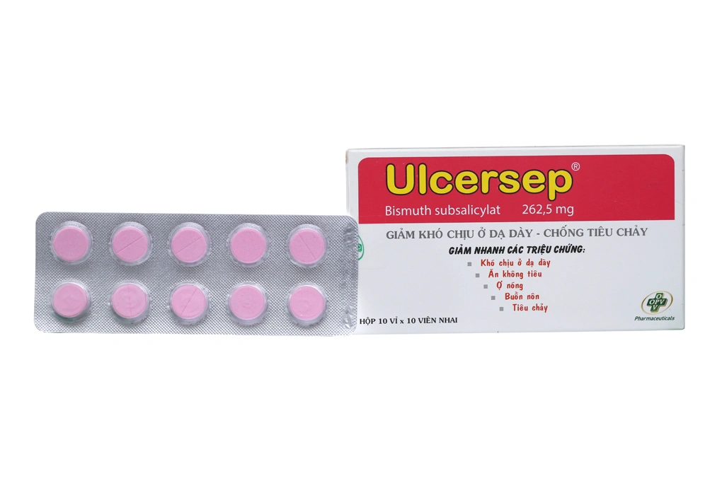 Viên nhai Ulcersep 262.5mg giảm khó chịu dạ dày, buồn nôn (10 vỉ x 10 viên) - 1
