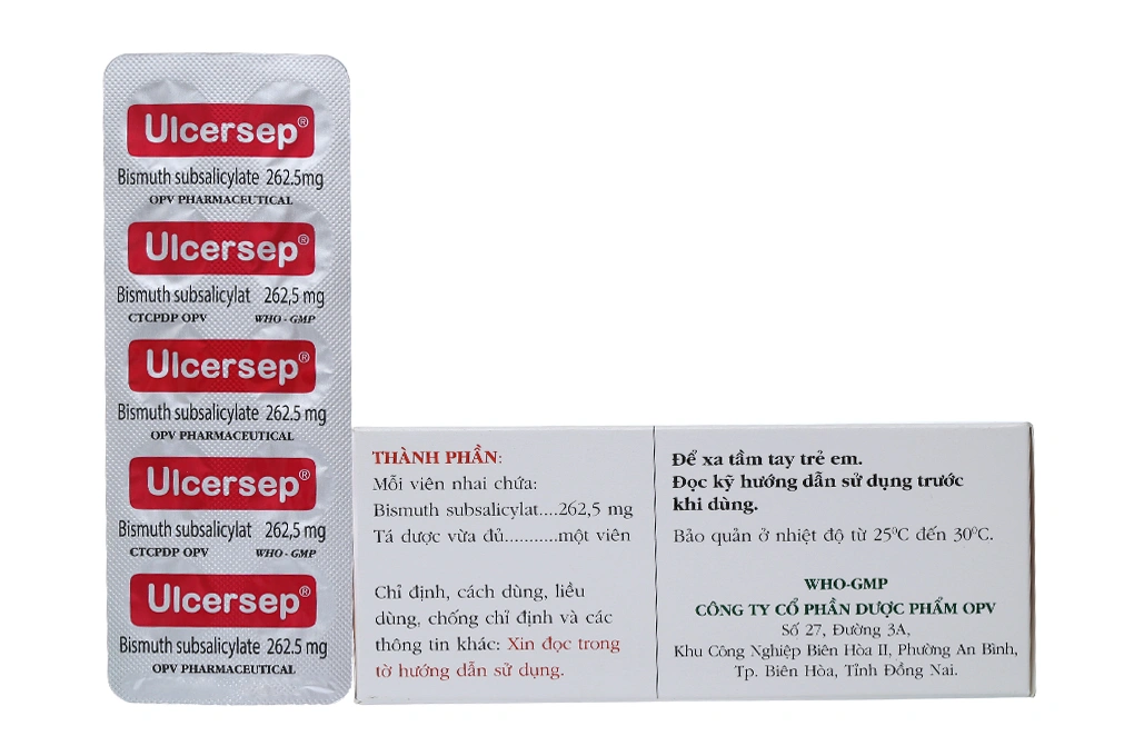 Viên nhai Ulcersep 262.5mg giảm khó chịu dạ dày, buồn nôn (10 vỉ x 10 viên) - 2