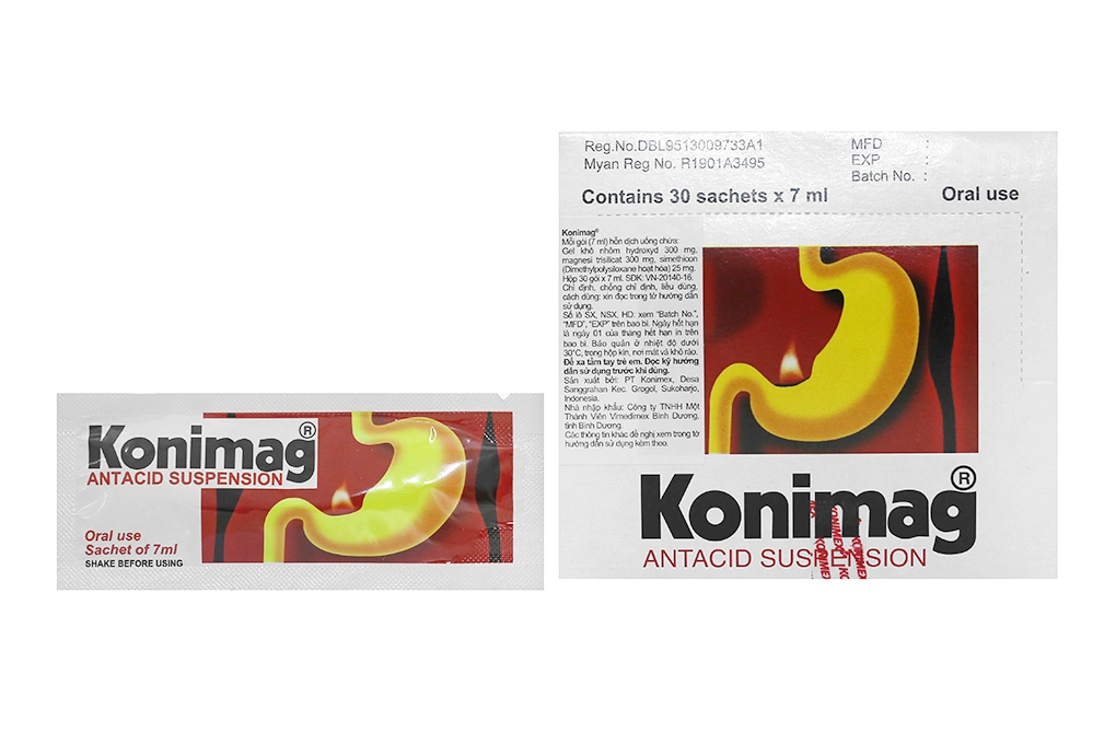 Hỗn dịch uống Konimag giảm buồn nôn, khó tiêu do dư acid (30 gói x 7ml) - 