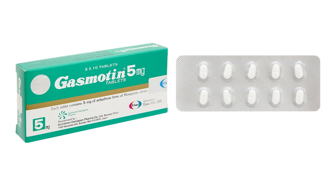 Gasmotin 5mg trị triệu chứng dạ dày - ruột (3 vỉ x 10 viên) - 