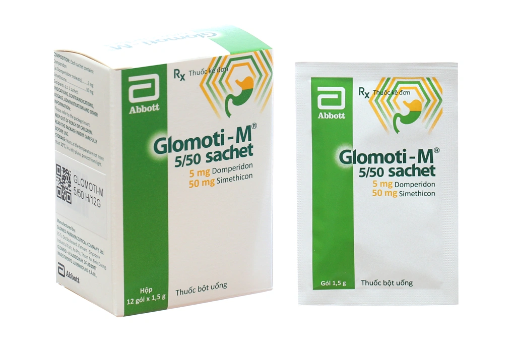Thuốc bột uống Glomoti-M 5/50 Sachet trị triệu chứng nôn và buồn nôn (12 gói x 1.5g) - 