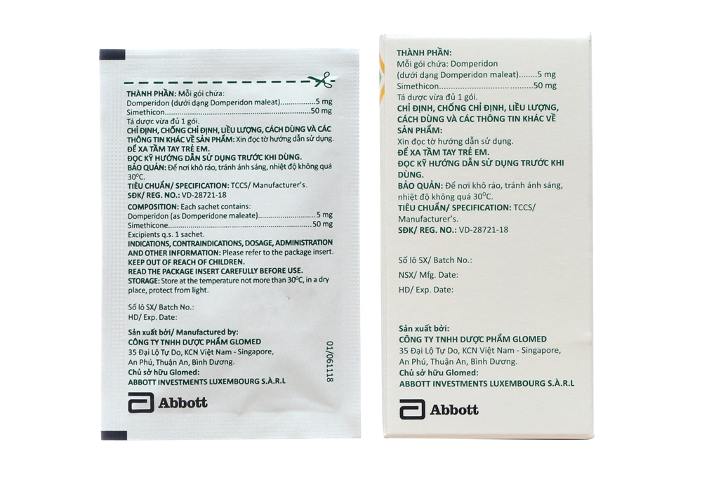 Thuốc bột uống Glomoti-M 5/50 Sachet trị triệu chứng nôn và buồn nôn (12 gói x 1.5g) - 2