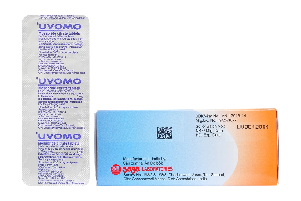 Uvomo 5mg trị rối loạn tiêu hóa (10 vỉ x 10 viên) - 2