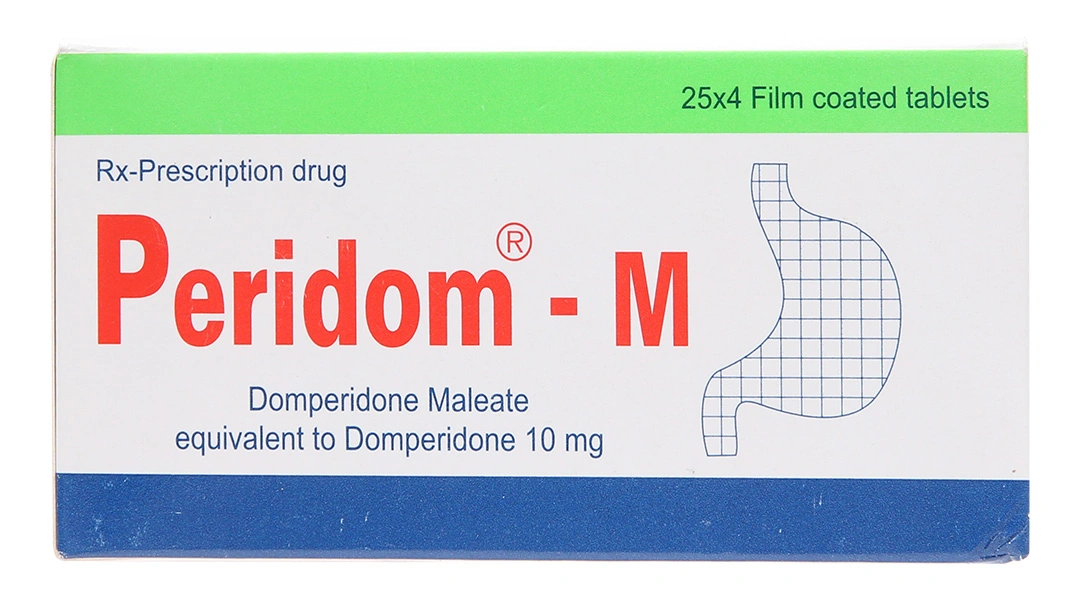 Peridom - M 10mg trị chứng nôn và buồn nôn (25 vỉ x 4 viên) - 1