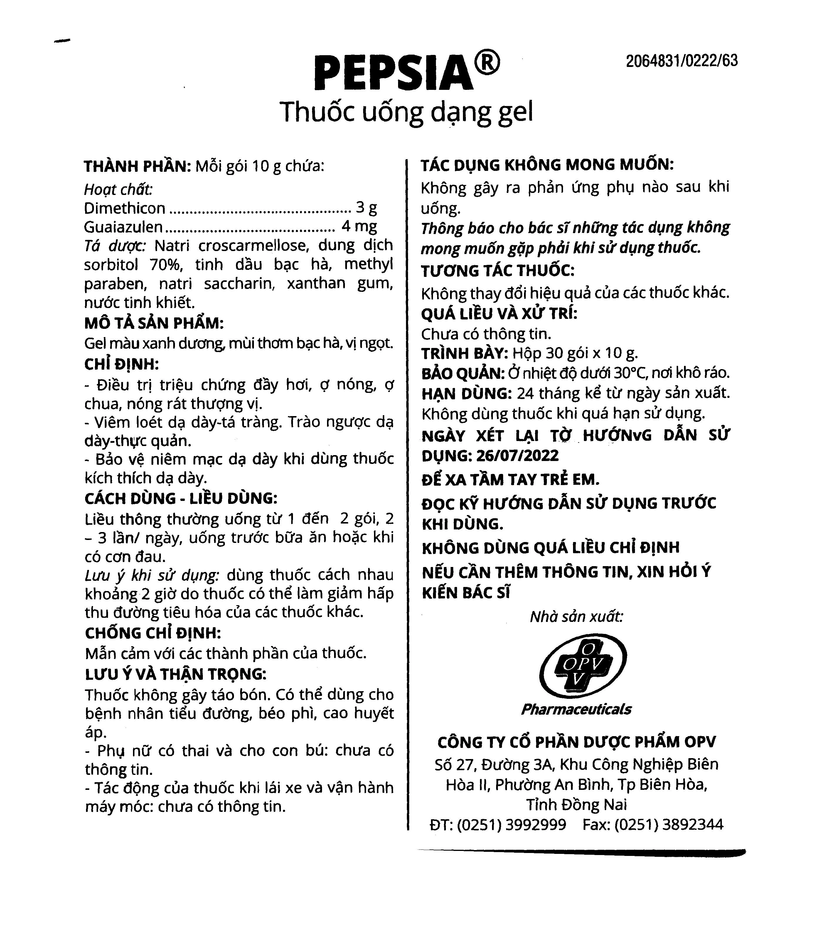 Gel uống Pepsia trị chứng đầy hơi, ợ nóng (30 gói x 10g) - 4
