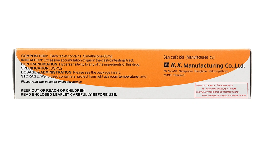 Air-X 80mg hương vị cam trị đầy hơi và chướng bụng (10 vỉ x 10 viên) - 2