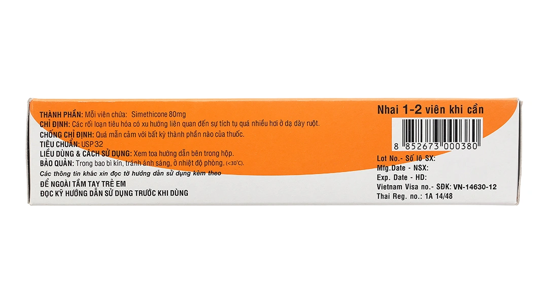 Air-X 80mg hương vị cam trị đầy hơi và chướng bụng (10 vỉ x 10 viên) - 3