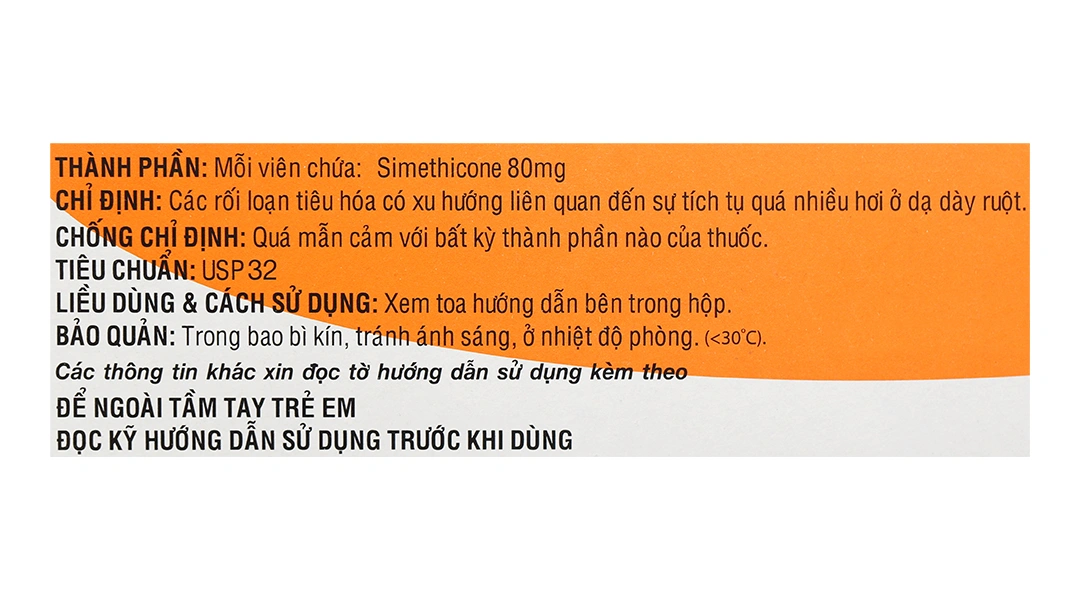 Air-X 80mg hương vị cam trị đầy hơi và chướng bụng (10 vỉ x 10 viên) - 4