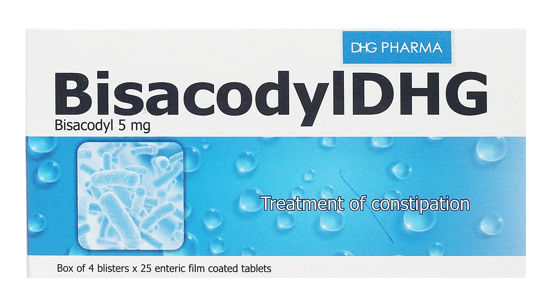 BisacodylDHG 5mg trị táo bón, làm sạch ruột trước và sau phẫu thuật (4 vỉ x 25 viên) - 1