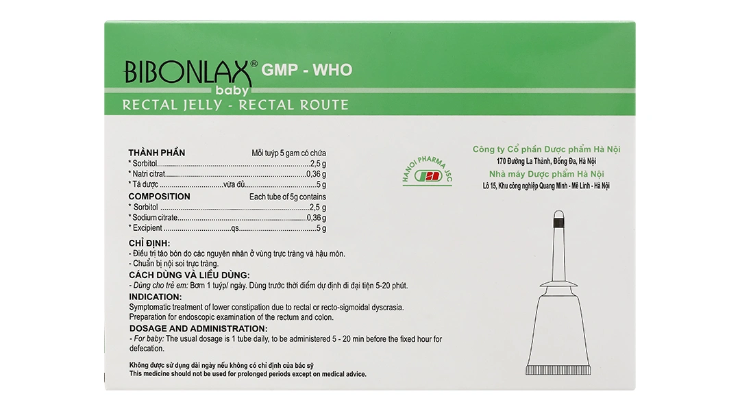 Gel bơm trực tràng Bibonlax Baby trị táo bón (10 tuýp x 5g) - 1