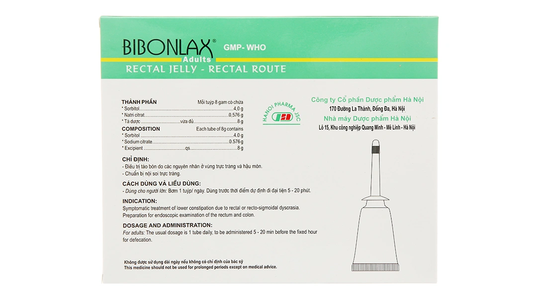 Gel bơm trực tràng Bibonlax Adults trị táo bón (10 tuýp x 8g) - 1