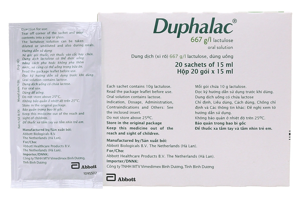 Dung dịch uống Duphalac 667g/l trị táo bón, bệnh lý não do gan (20 gói x 15ml) - 2