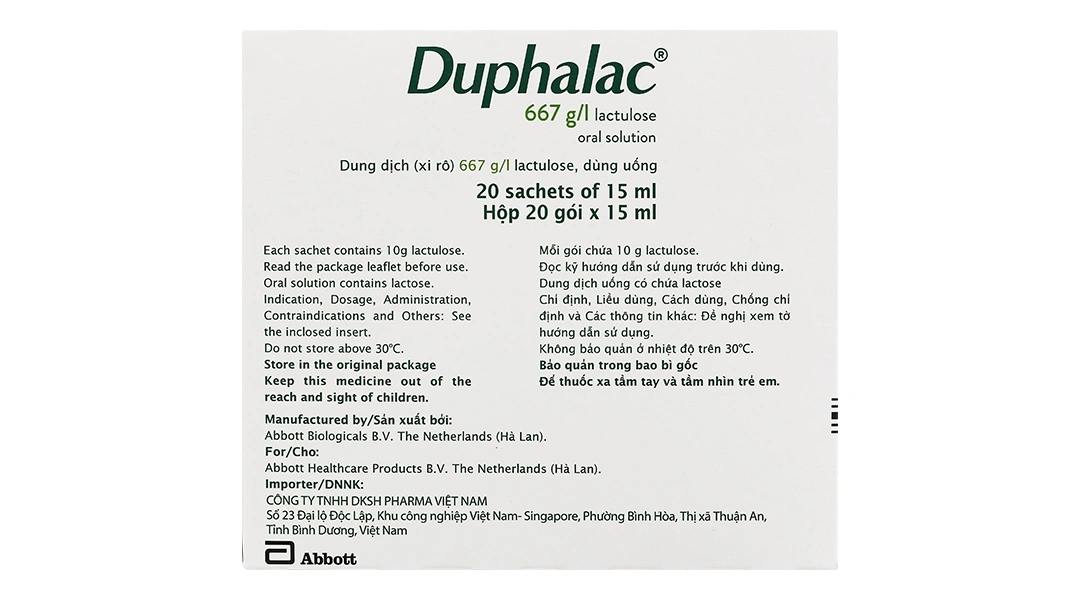 Dung dịch uống Duphalac 667g/l trị táo bón, bệnh lý não do gan (20 gói x 15ml) - 3