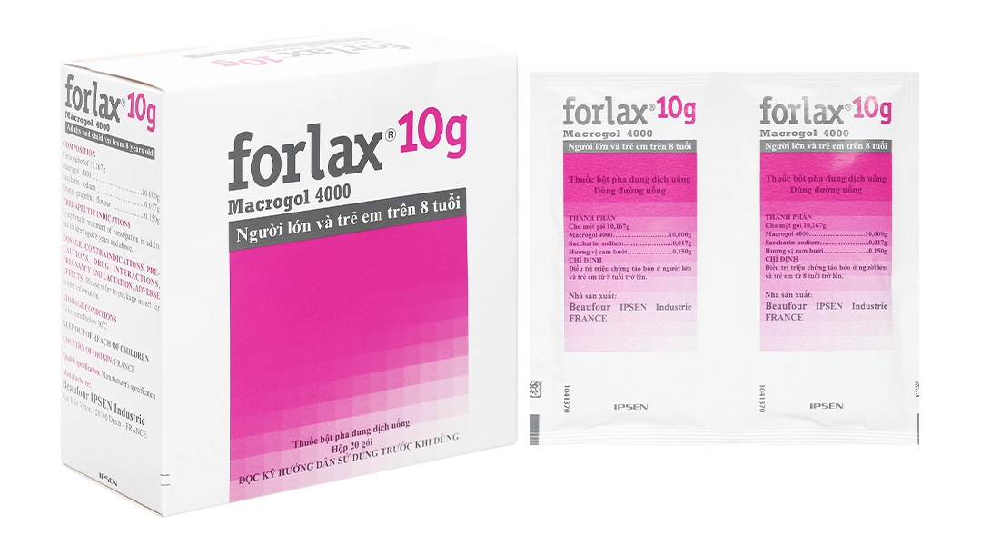 Bột pha dung dịch uống Forlax 10g trị táo bón (20 gói x 10g) - 