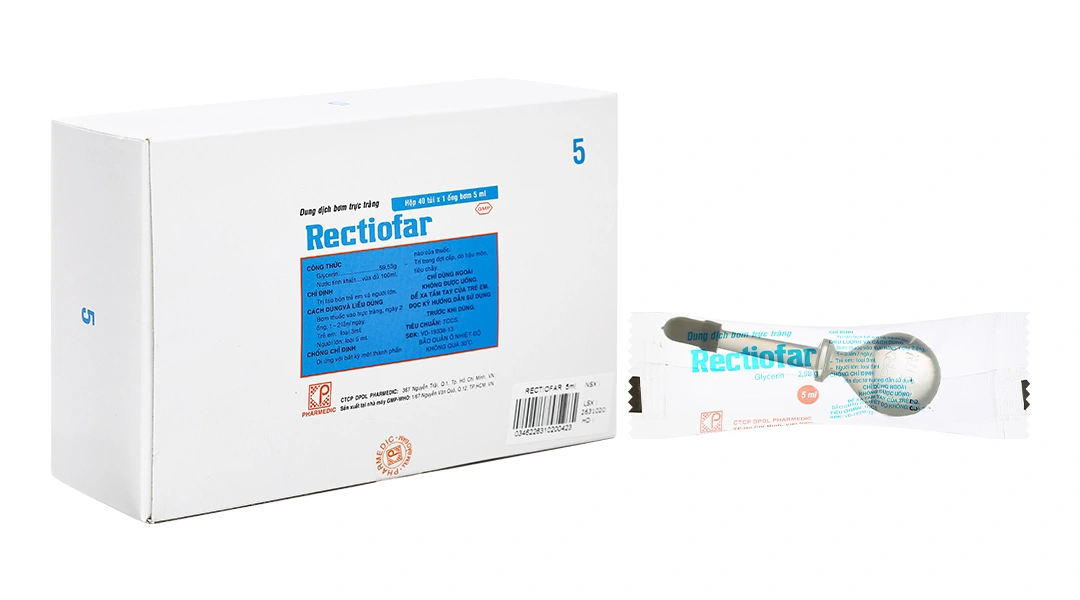 Dung dịch bơm trực tràng Rectiofar trị táo bón (40 ống x 5ml) - 